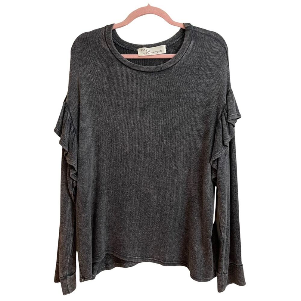 Vintage Havana Gray Ruffle Sleeve Sweatshirt NWT